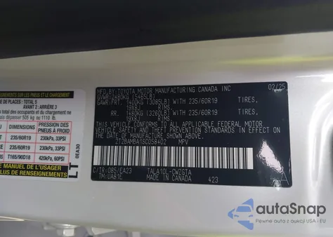 2025 Lexus Rx from USA, damaged, VIN 2T2BAMBA1SC058402